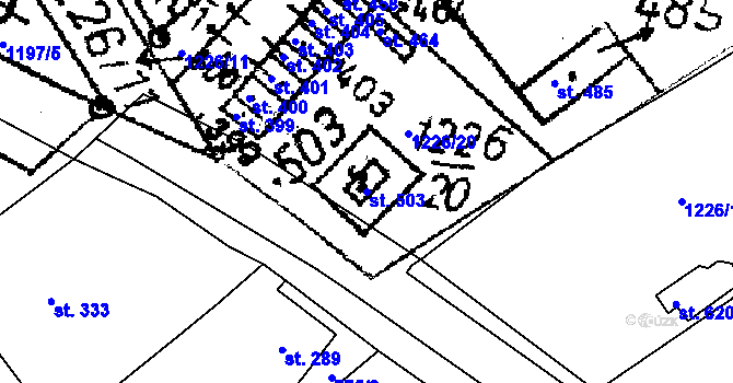 Parcela st. 503 v KÚ Kostomlaty pod Milešovkou, Katastrální mapa