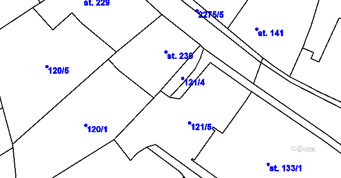 Parcela st. 121/2 v KÚ Kostomlaty pod Milešovkou, Katastrální mapa