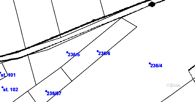 Parcela st. 236/6 v KÚ Kostomlaty pod Milešovkou, Katastrální mapa