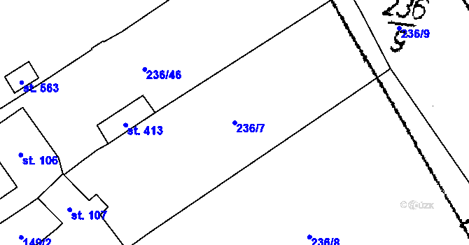 Parcela st. 236/7 v KÚ Kostomlaty pod Milešovkou, Katastrální mapa