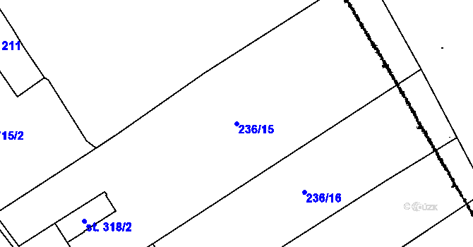 Parcela st. 236/15 v KÚ Kostomlaty pod Milešovkou, Katastrální mapa