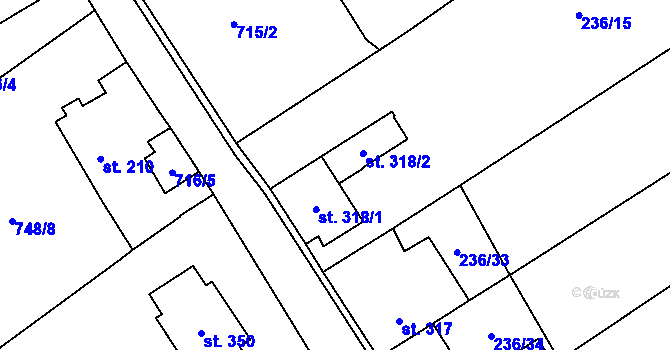 Parcela st. 236/32 v KÚ Kostomlaty pod Milešovkou, Katastrální mapa