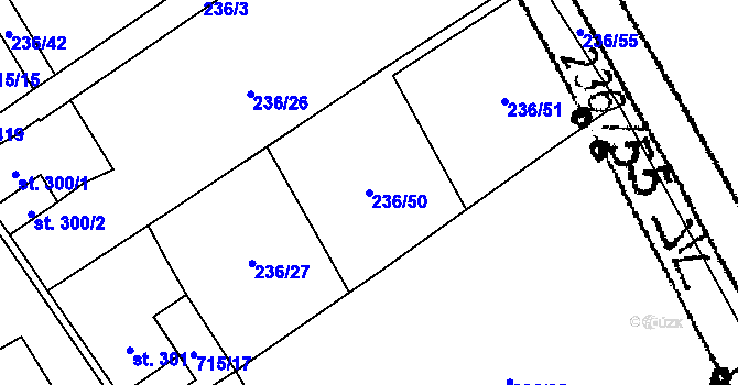Parcela st. 236/50 v KÚ Kostomlaty pod Milešovkou, Katastrální mapa