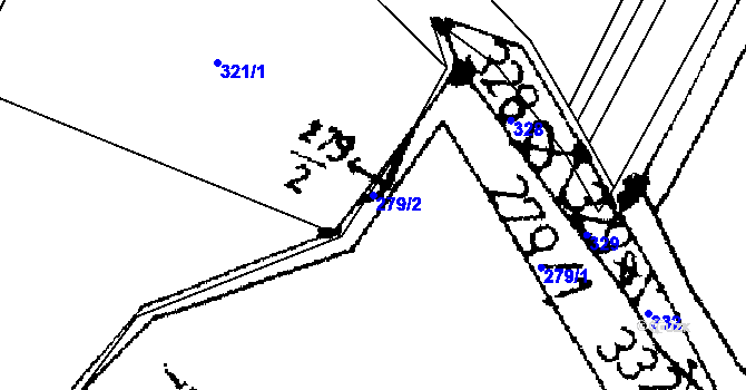 Parcela st. 279/2 v KÚ Kostomlaty pod Milešovkou, Katastrální mapa