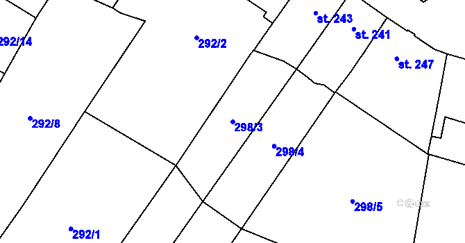 Parcela st. 298/3 v KÚ Kostomlaty pod Milešovkou, Katastrální mapa