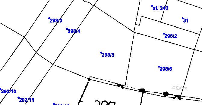 Parcela st. 298/5 v KÚ Kostomlaty pod Milešovkou, Katastrální mapa