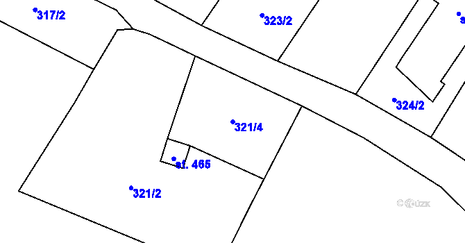 Parcela st. 321/4 v KÚ Kostomlaty pod Milešovkou, Katastrální mapa