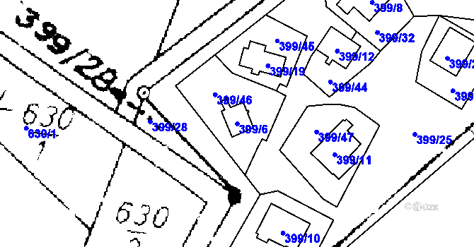 Parcela st. 399/6 v KÚ Kostomlaty pod Milešovkou, Katastrální mapa