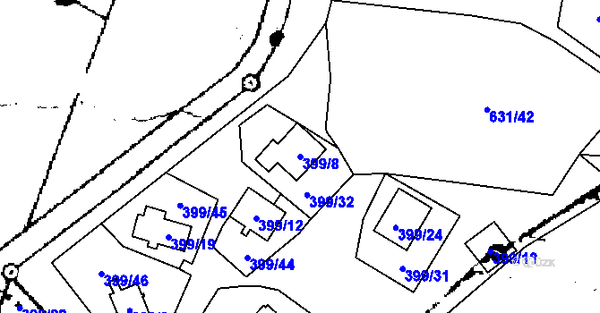 Parcela st. 399/8 v KÚ Kostomlaty pod Milešovkou, Katastrální mapa
