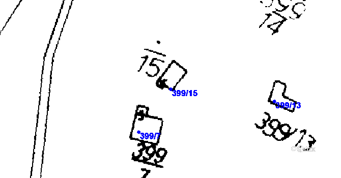 Parcela st. 399/15 v KÚ Kostomlaty pod Milešovkou, Katastrální mapa