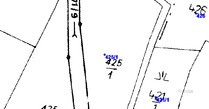 Parcela st. 425/1 v KÚ Kostomlaty pod Milešovkou, Katastrální mapa