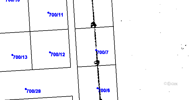 Parcela st. 700/7 v KÚ Kostomlaty pod Milešovkou, Katastrální mapa