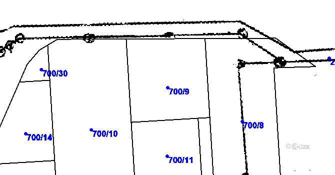 Parcela st. 700/9 v KÚ Kostomlaty pod Milešovkou, Katastrální mapa