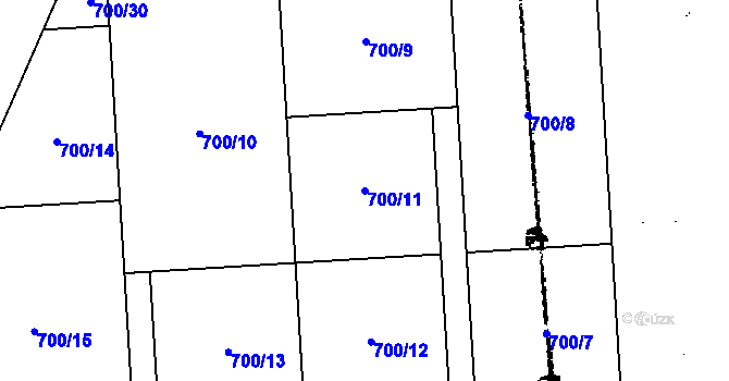 Parcela st. 700/11 v KÚ Kostomlaty pod Milešovkou, Katastrální mapa