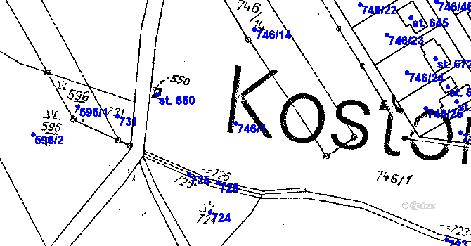 Parcela st. 746/1 v KÚ Kostomlaty pod Milešovkou, Katastrální mapa