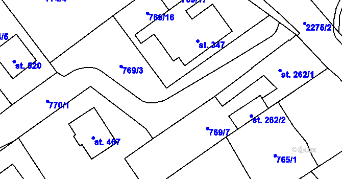 Parcela st. 769/4 v KÚ Kostomlaty pod Milešovkou, Katastrální mapa
