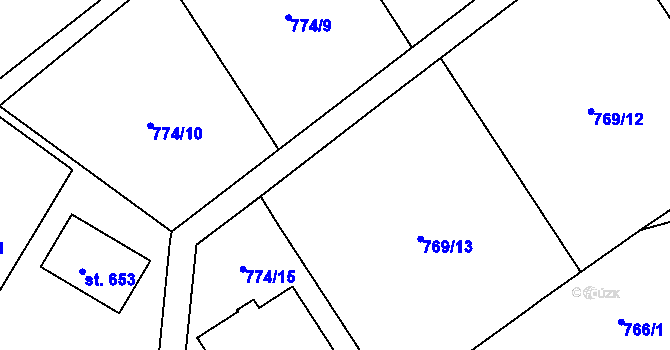 Parcela st. 774/3 v KÚ Kostomlaty pod Milešovkou, Katastrální mapa