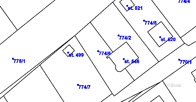 Parcela st. 774/6 v KÚ Kostomlaty pod Milešovkou, Katastrální mapa