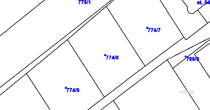 Parcela st. 774/8 v KÚ Kostomlaty pod Milešovkou, Katastrální mapa