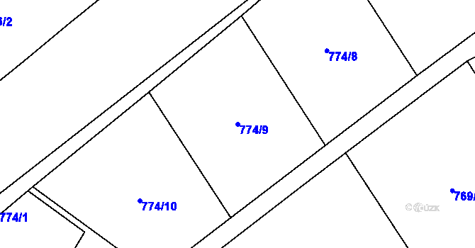 Parcela st. 774/9 v KÚ Kostomlaty pod Milešovkou, Katastrální mapa