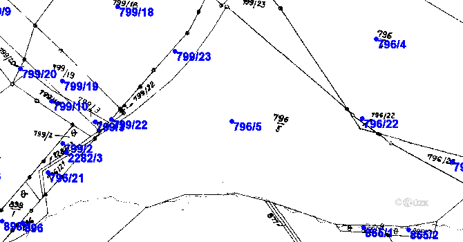 Parcela st. 796/5 v KÚ Kostomlaty pod Milešovkou, Katastrální mapa