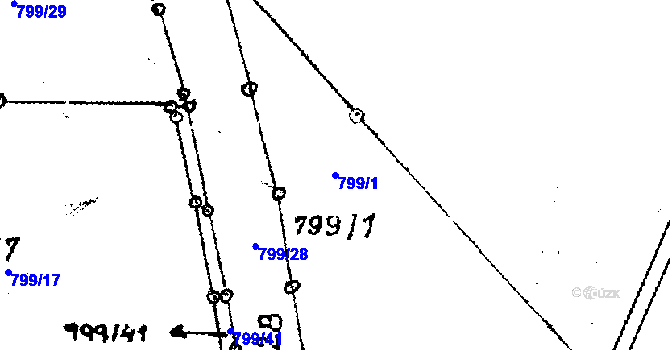 Parcela st. 799/1 v KÚ Kostomlaty pod Milešovkou, Katastrální mapa