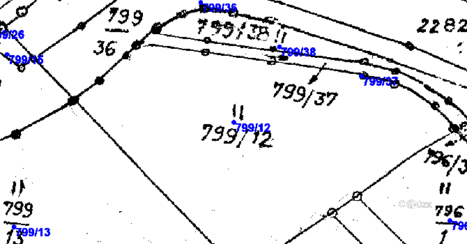 Parcela st. 799/12 v KÚ Kostomlaty pod Milešovkou, Katastrální mapa