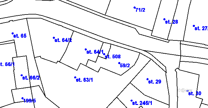 Parcela st. 508 v KÚ Kostomlaty pod Milešovkou, Katastrální mapa