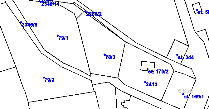 Parcela st. 78/3 v KÚ Kostomlaty pod Milešovkou, Katastrální mapa