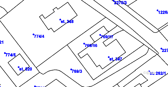 Parcela st. 769/16 v KÚ Kostomlaty pod Milešovkou, Katastrální mapa