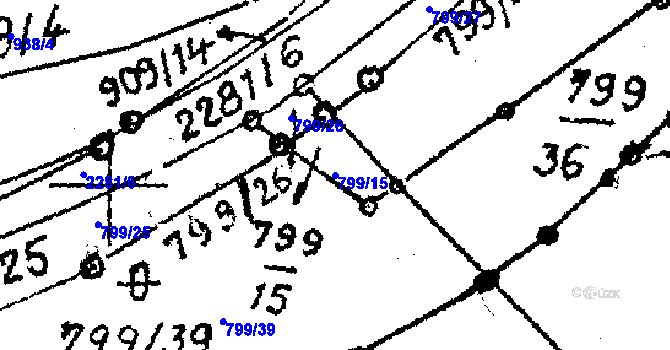 Parcela st. 799/15 v KÚ Kostomlaty pod Milešovkou, Katastrální mapa