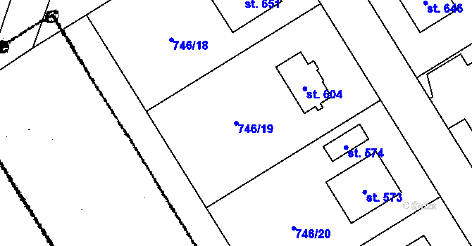 Parcela st. 746/19 v KÚ Kostomlaty pod Milešovkou, Katastrální mapa