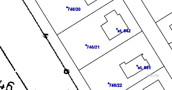 Parcela st. 746/21 v KÚ Kostomlaty pod Milešovkou, Katastrální mapa