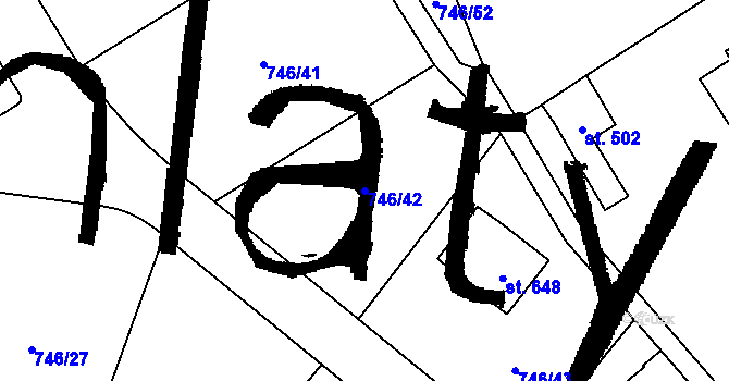 Parcela st. 746/42 v KÚ Kostomlaty pod Milešovkou, Katastrální mapa