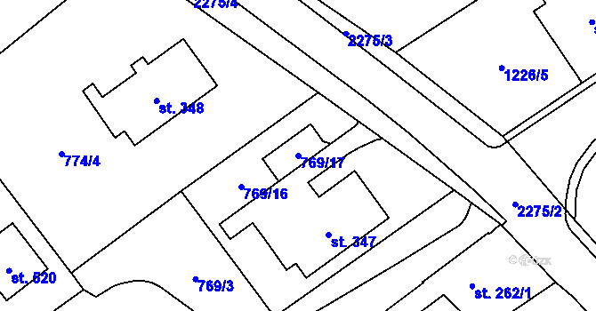 Parcela st. 769/17 v KÚ Kostomlaty pod Milešovkou, Katastrální mapa