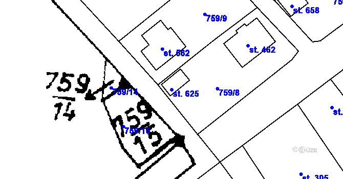 Parcela st. 625 v KÚ Kostomlaty pod Milešovkou, Katastrální mapa