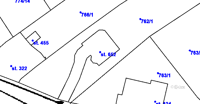 Parcela st. 652 v KÚ Kostomlaty pod Milešovkou, Katastrální mapa