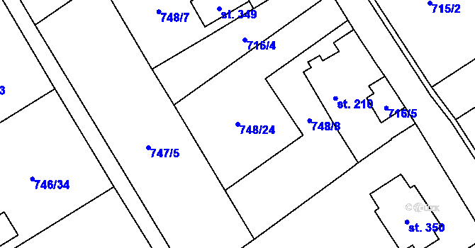 Parcela st. 748/24 v KÚ Kostomlaty pod Milešovkou, Katastrální mapa