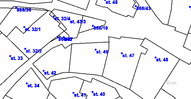 Parcela st. 46 v KÚ Kostomlaty pod Řípem, Katastrální mapa