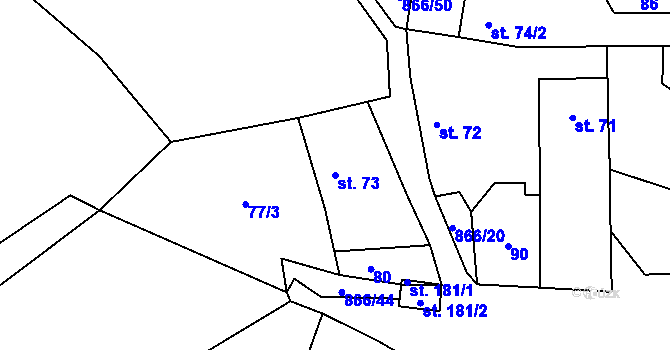Parcela st. 73 v KÚ Kostomlaty pod Řípem, Katastrální mapa