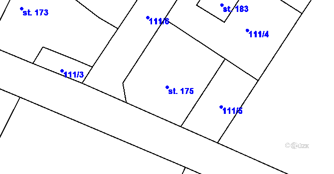 Parcela st. 175 v KÚ Kostomlaty pod Řípem, Katastrální mapa