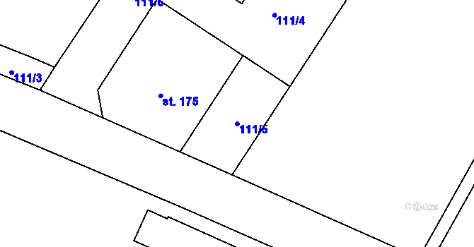Parcela st. 111/5 v KÚ Kostomlaty pod Řípem, Katastrální mapa