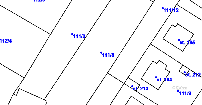 Parcela st. 111/8 v KÚ Kostomlaty pod Řípem, Katastrální mapa