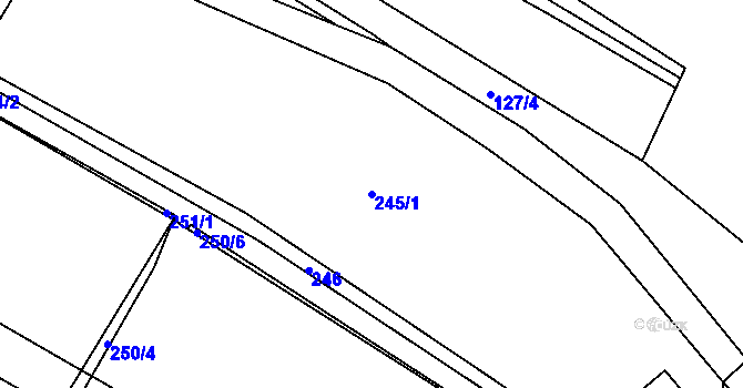 Parcela st. 245/1 v KÚ Kostomlaty pod Řípem, Katastrální mapa