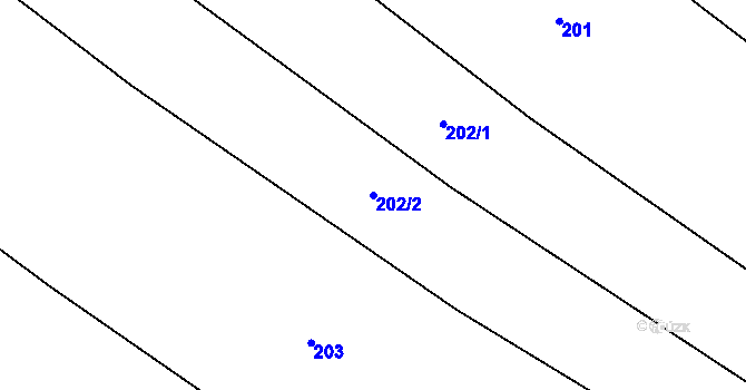 Parcela st. 202/2 v KÚ Kostomlaty pod Řípem, Katastrální mapa