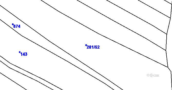 Parcela st. 281/52 v KÚ Kostomlaty pod Řípem, Katastrální mapa