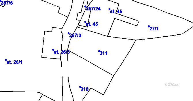Parcela st. 24 v KÚ Nahořečice, Katastrální mapa