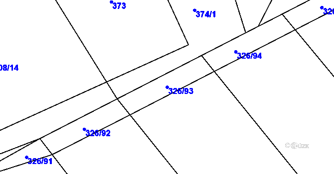 Parcela st. 326/93 v KÚ Košařiska, Katastrální mapa