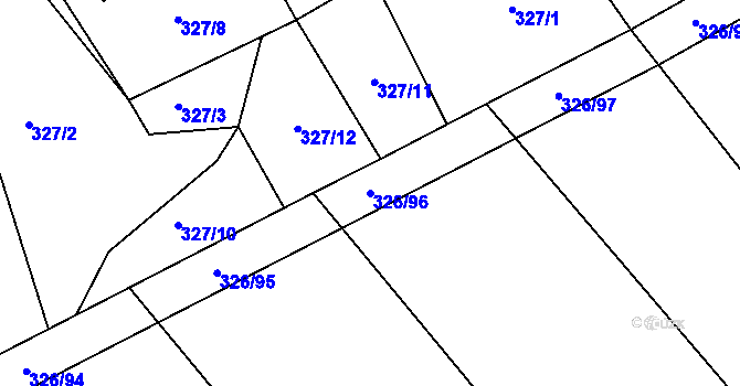 Parcela st. 326/96 v KÚ Košařiska, Katastrální mapa