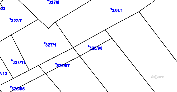 Parcela st. 326/98 v KÚ Košařiska, Katastrální mapa